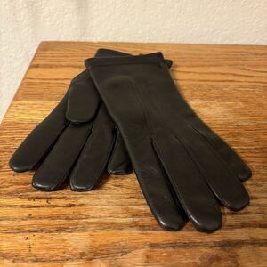 NWOT Italian Leather Gloves Real Fur Lining Black Vintage Medium Large